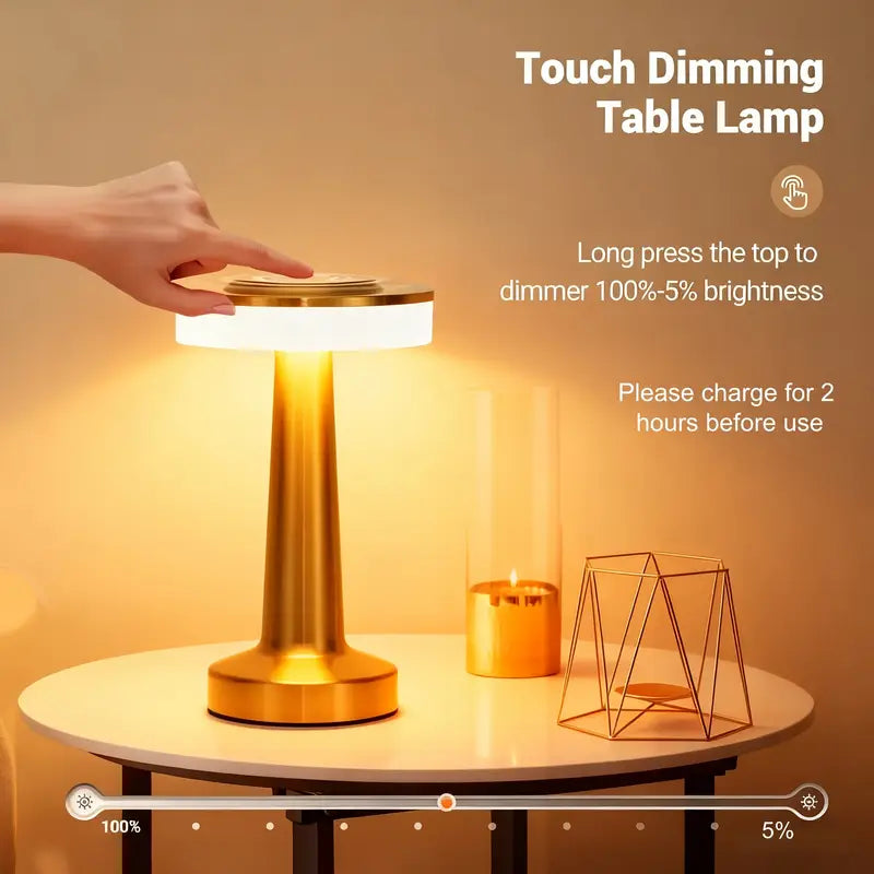 Golden Round USB Charging Table Lamp