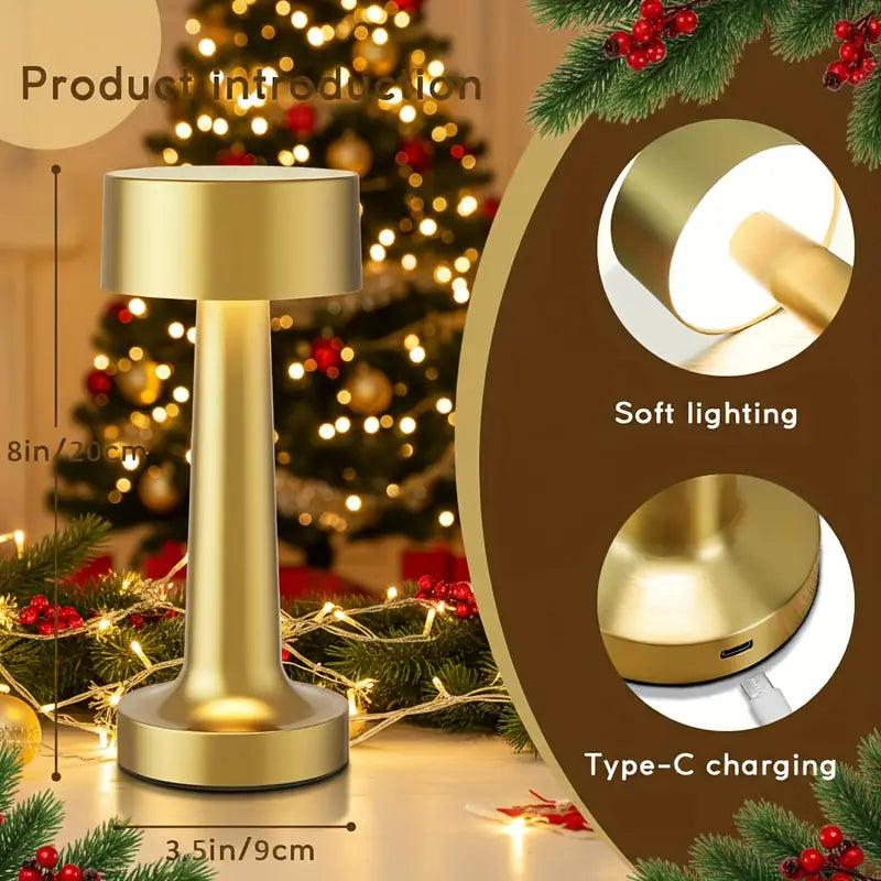 Modern Golden Metal Touch Control Dimmable LED Desk Lamp