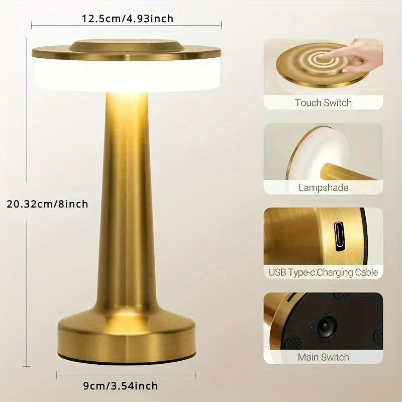 Golden Round USB Charging Table Lamp