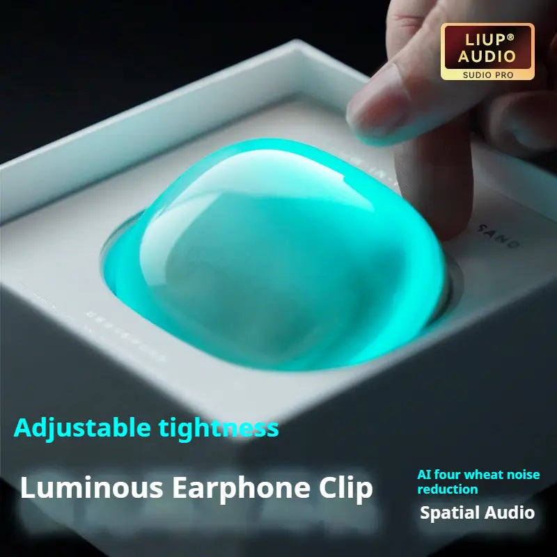 Wireless Clip On Open Ear Headphones with Smart Noise Cancelling Night Glow Sand Sports Earphones USB Charging for Running Workout