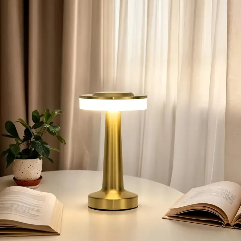 Golden Round USB Charging Table Lamp