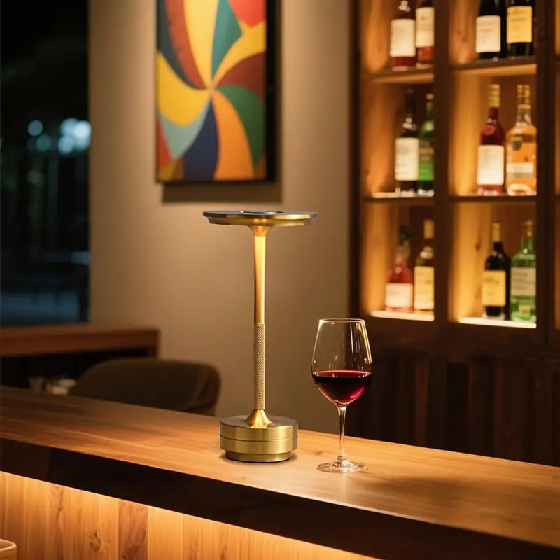 Modern Touch Control Bedside Table Lamp with USB Port & Adjustable Brightness - Golden Metallic Finish, USB-Powered LED Desk Lamp with USB Port