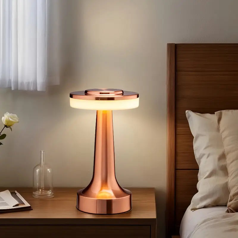 Golden Round USB Charging Table Lamp