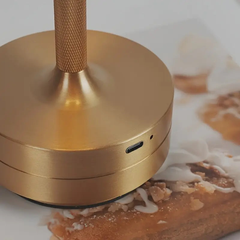 Modern Touch Control Bedside Table Lamp with USB Port & Adjustable Brightness - Golden Metallic Finish, USB-Powered LED Desk Lamp with USB Port